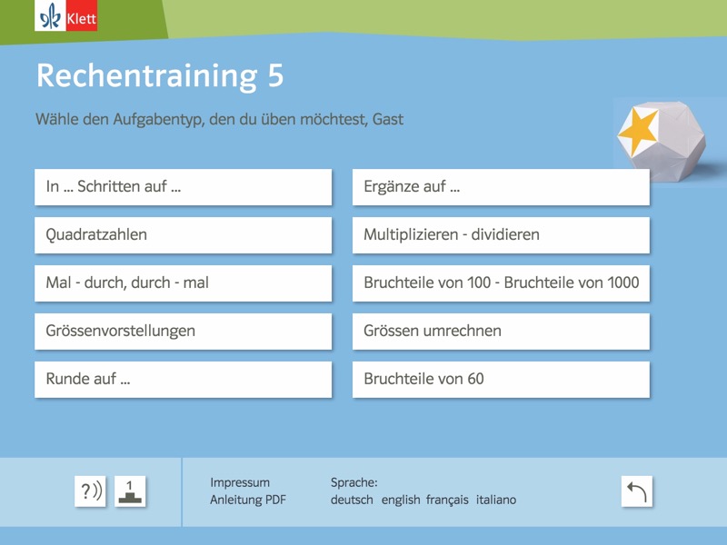Rechentraining und Kopfgeometrie 5 Screenshot 1 Rechentraining und Kopfgeometrie 5 Screenshot 1